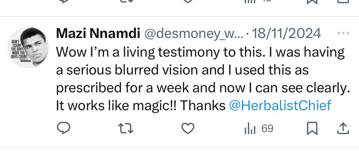 HerbalistChief's tweet photo. Blurry vision gone. He can now see clearly.

Nature heals. https://t.co/VeEqTpKNHf