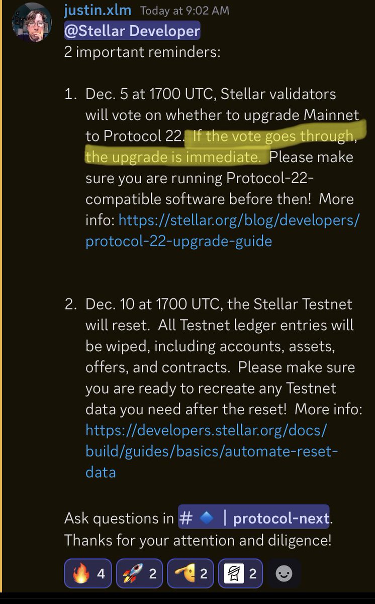 SHxGuRu's tweet photo. π $SHx π $NLT π
Prepare yourselves for #DeFi on #Stellar.
Upgrade to Protocol 22, allowing Smart Contracts to simplify orders resulting in a huge reduction in TX fees.
#StellarDeFi about to go bananas π
https://t.co/t89lpXUiLs https://t.co/Lr9e9ovSQq
