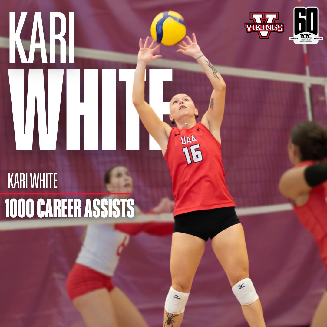 MILESTONE ALERT 🏐🚨

A huge congratulations to fourth-year setter, Kari White for reaching an incredible milestone—1000 career assists! Kari's skill, leadership, and unwavering positivity make her an indispensable force in the Vikings' offense. Well done, Kari!

#govikes#acac