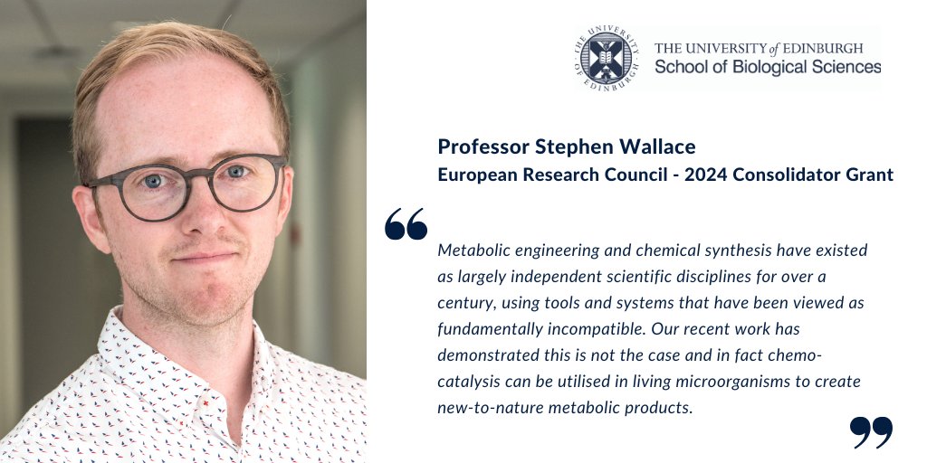 Biological Sciences | University of Edinburgh (@sbsated) on Twitter photo Congratulations <a href="/Dr_StephenW/">Stephen Wallace</a> on your <a href="/ERC_Research/">European Research Council (ERC)</a> 2024 Consolidator Grant!
The €2M #ERCCoG grant for the MICROCHEMIST project will help to accelerate the transition towards the environmentally-friendly production of chemicals
➡️edin.ac/41cgbR9 Congratulations <a href="/Dr_StephenW/">Stephen Wallace</a> on your <a href="/ERC_Research/">European Research Council (ERC)</a> 2024 Consolidator Grant!
The €2M #ERCCoG grant for the MICROCHEMIST project will help to accelerate the transition towards the environmentally-friendly production of chemicals
➡️edin.ac/41cgbR9