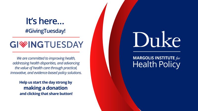 Gillian Sanders Schmidler (@gschmidler) on Twitter photo It's #GivingTuesday2024! We at <a href="/DukeMargolis/">Duke-Margolis</a> hope you will consider making a gift to our Health Policy Action Fund to support our mission to address some of today's most pressing health care challenges duke.is/b/gnhd It's #GivingTuesday2024! We at <a href="/DukeMargolis/">Duke-Margolis</a> hope you will consider making a gift to our Health Policy Action Fund to support our mission to address some of today's most pressing health care challenges duke.is/b/gnhd