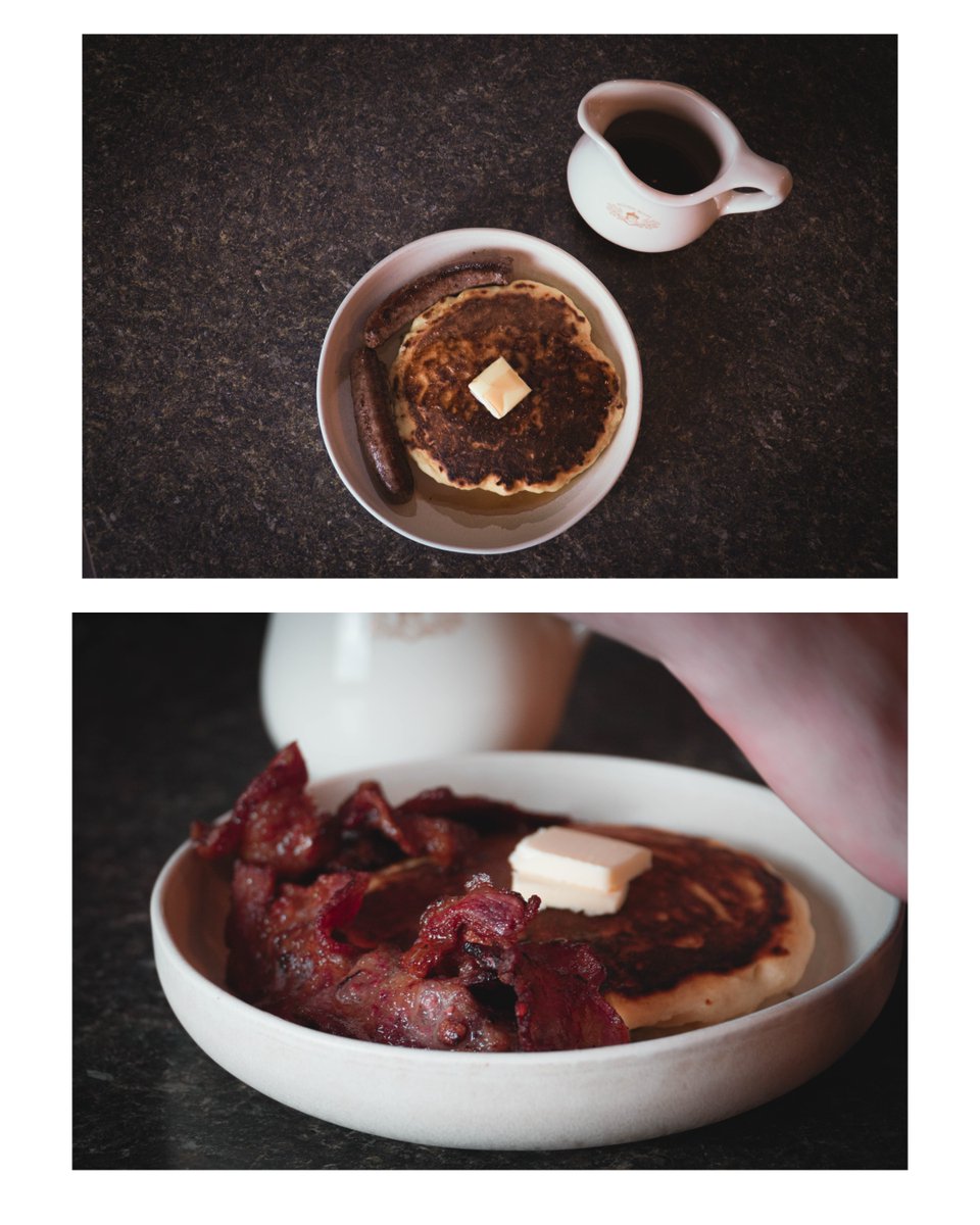 GM. Mangalitsa bacon and pancakes for breakfast...