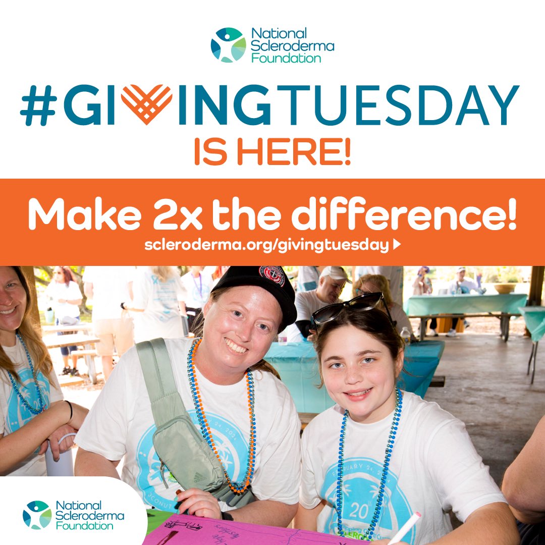 Double your impact this #GivingTuesday!  Every gift to the National Scleroderma Foundation will be matched dollar for dollar up to $25,000 today.  With your help, we can fund research, provide support, and bring hope to our community.
 
Give now at scleroderma.org/givingtuesday