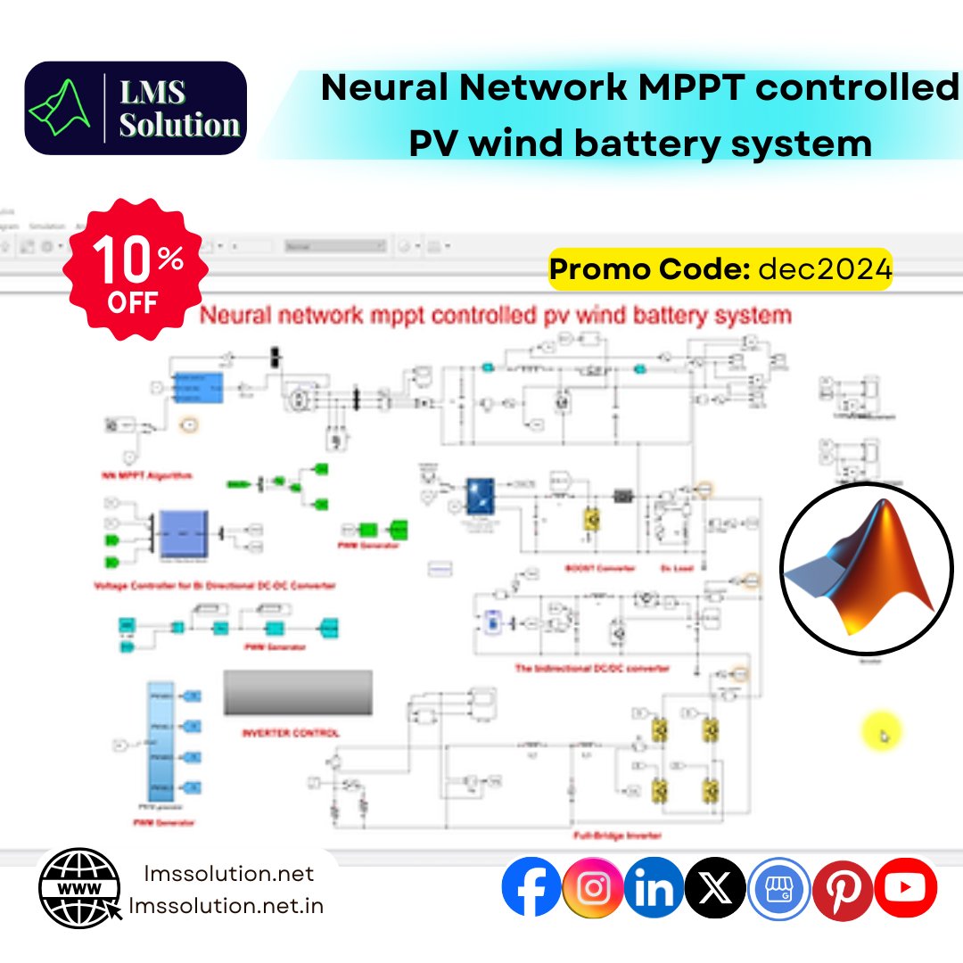 Lms_Solution's tweet image. Neural network MPPT controlled PV wind battery system
For Indian Customer: itpes.net/product-page/n…
youtu.be/1T4_RtHfqlc
#NeuralNetworkControl #MPPT #SolarPVSystem #WindEnergy #BatteryStorage #HybridEnergySystem #MATLABSimulation