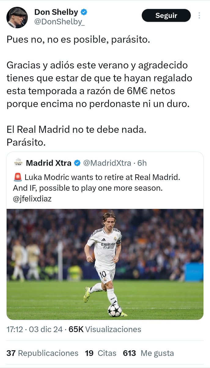 "Madridistas" llamando parásito a Modric. Este es el nivel.
