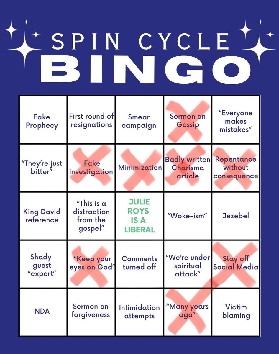 realprophetguy's tweet image. Brown is off to a strong start with nobody’s favorite game, SPIN CYCLE BINGO. 

I’ll include links to examples (where they’re not deleted). 🧵

#churchtoo #spincycle #ihopkc #michaelbrown #lineoffire