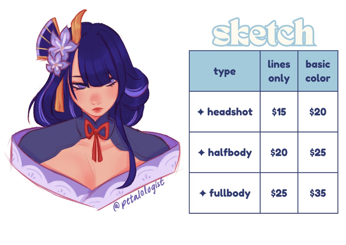 petalologist's tweet image. C♡MMS OPEN! 

i&apos;ll be taking requests for december! i have lowered some prices and have a NEW type in the thread below, along with additional info. i&apos;ll be doing 5 slots, so please dm to claim or rt to support! 🩷