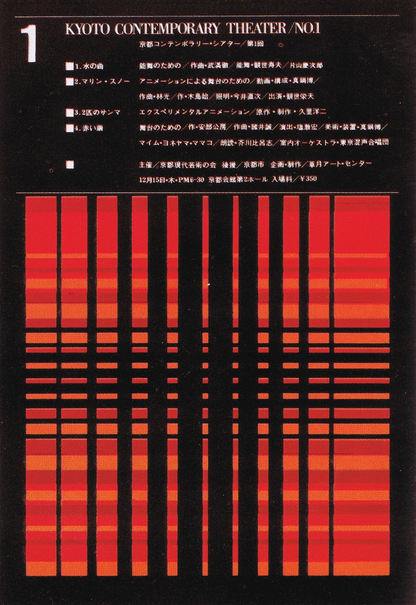 DesignReviewed's tweet photo. Concert poster designs by Kohei Sugiura, c. 1960. Scanned from Graphic Design 06, 1962 https://t.co/RVQh0Vruwh