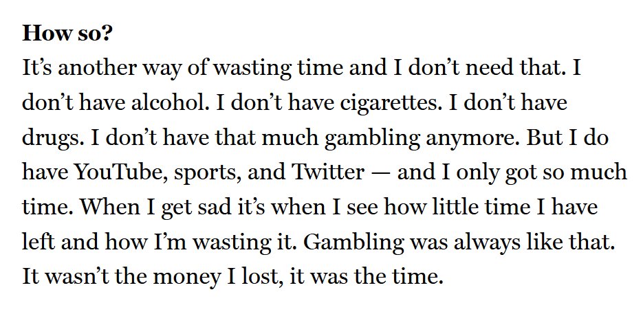 DylanoA4's tweet photo. A memento mori, from a Norm Macdonald interview published the day he died, because we all have our version of gambling https://t.co/2qmcD4DNiq