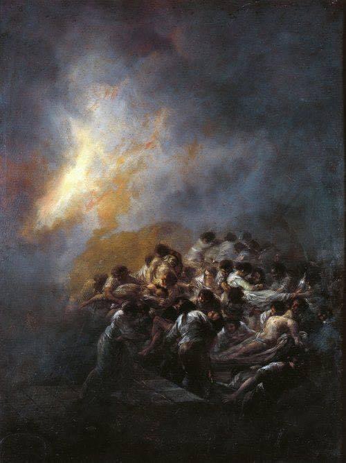 🔥 Título: El fuego de la noche.
📅 Año: 1794.
📍 Localización: Museo del Prado, Madrid.
🎨 Periodo o estilo: Romanticismo (fase temprana de Goya).

#FranciscoGoya #Romanticismo #ArteEspañol #ElFuegoDeLaNoche