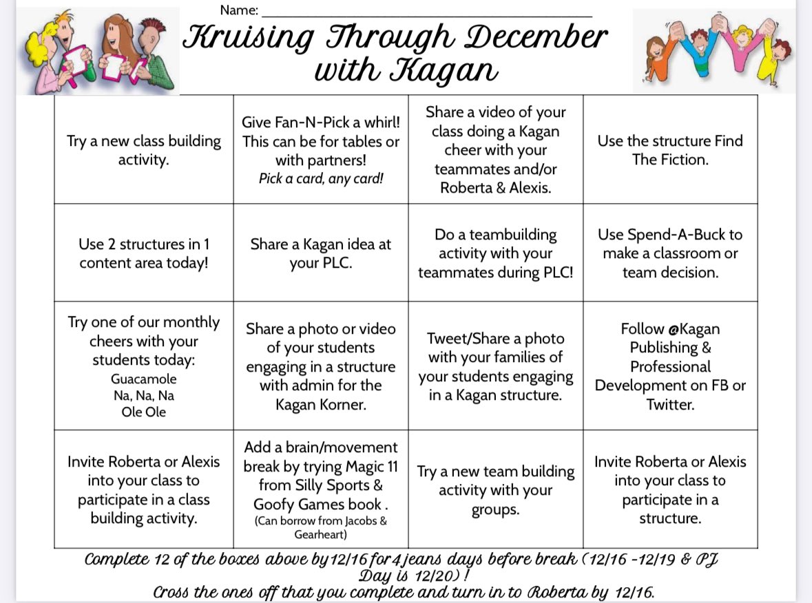 Roberta Jacobs (@rojacobs) on Twitter photo Kruising Through December with Kagan! Encouraging staff to explore what we’ve learned and invested in…increasing student engagement! <a href="/KaganOnline/">Kagan Publishing & Professional Development</a> @kaganabassadors Kruising Through December with Kagan! Encouraging staff to explore what we’ve learned and invested in…increasing student engagement! <a href="/KaganOnline/">Kagan Publishing & Professional Development</a> @kaganabassadors