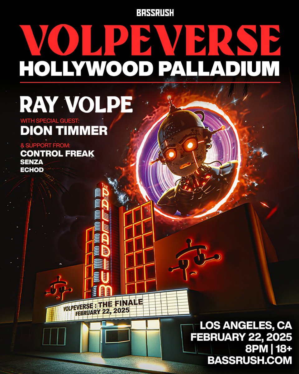 LA!! Get ready for <a href="/rayvolpe/">ray volpe</a>'s  ‘VOLPEVERSE’ with <a href="/diontimmermusic/">DION TIMMER</a> <a href="/omgcontrolfreak/">control freak</a> <a href="/officialsenza/">SENZA</a> and <a href="/echodmusic/">echod</a> at the <a href="/thepalladium/">Hollywood Palladium</a>.💥

Sign up for first access: bssrush.co/ray-la

Presale: Wednesday @ 11am PT

Tickets go on sale this Thursday at 11am PT!