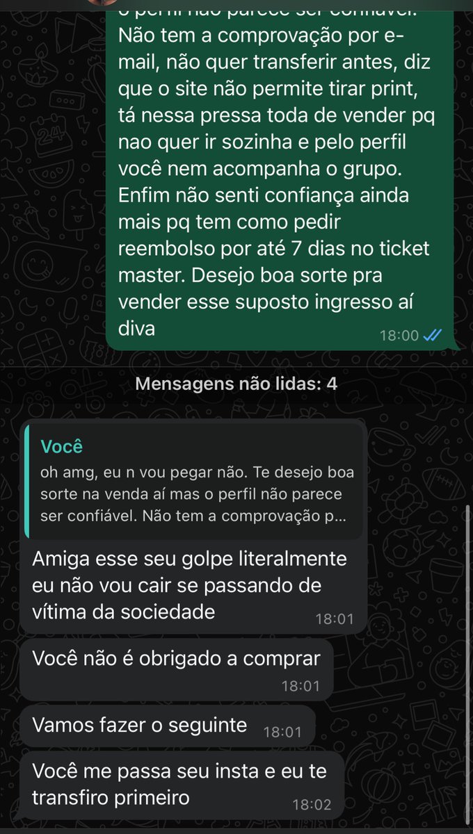 prplesan's tweet image. a mona não queria enviar NADA pra mostrar que tem o ingresso mesmo e ainda acha ruim que eu não senti confiança