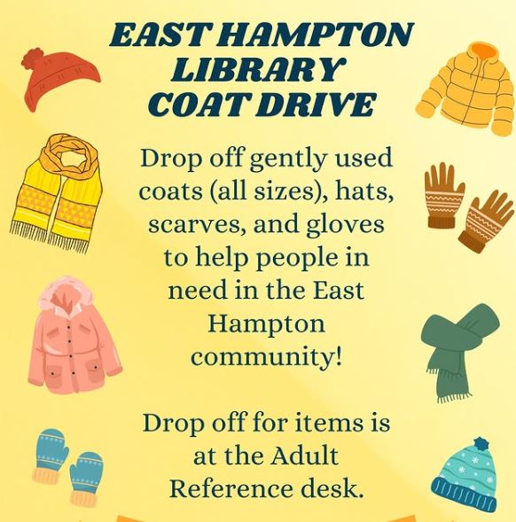 #easthamptonlibrary #coatdrive #hats #gloves #scarf