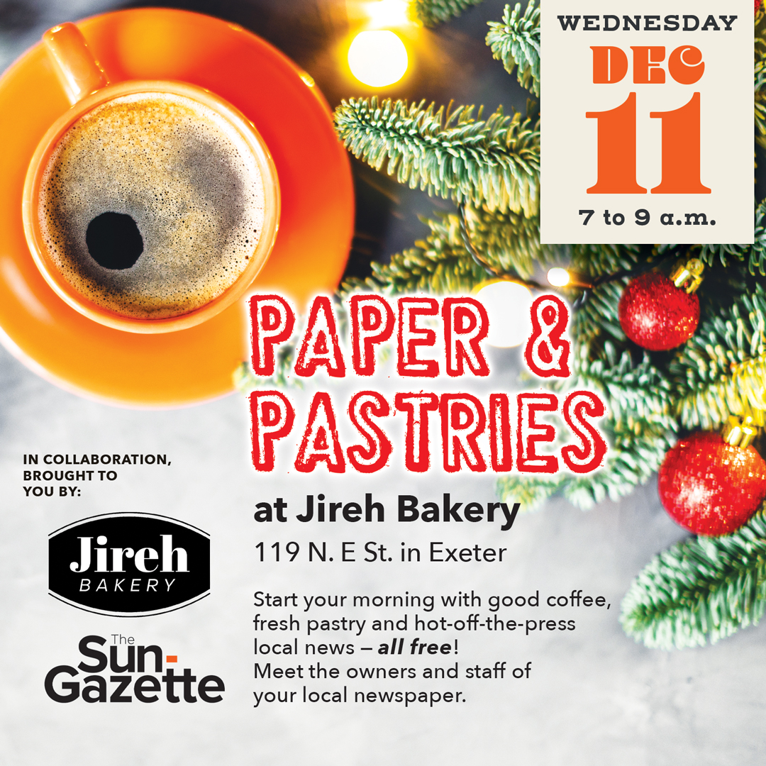 Start your morning with us over good coffee, fresh pastry and hot-off-the-press local news! Meet the owners, reporters, and staff of The Sun-Gazette and the owners of Jireh Bakery.