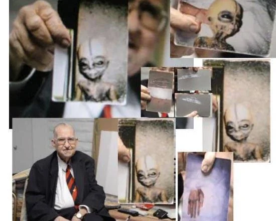 ReadyDisclosure's tweet photo. 🧑‍🔬This is Boyd Bushman:

- Lead scientist for Lockheed Martin for 40 
   years
- In these stills from a video Boyd holds up 
   pictures from his personal photo album
- Said photos are from black projects he 
   worked on
- Following his testimony he later passed on 
   that year  

#Aliens #Lockheed #UFO #NHI #alien #disclosure