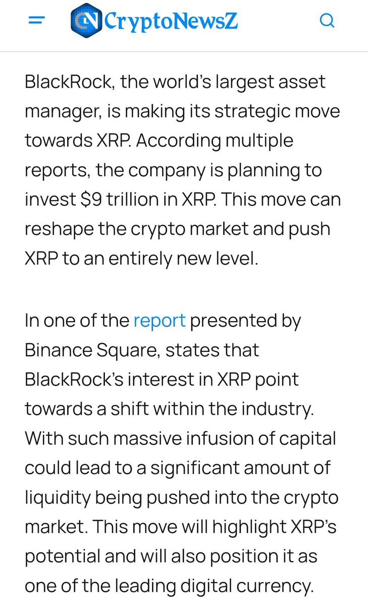 💥 JUST IN: BlackRock is set to pour over $9 trillion into #XRP.