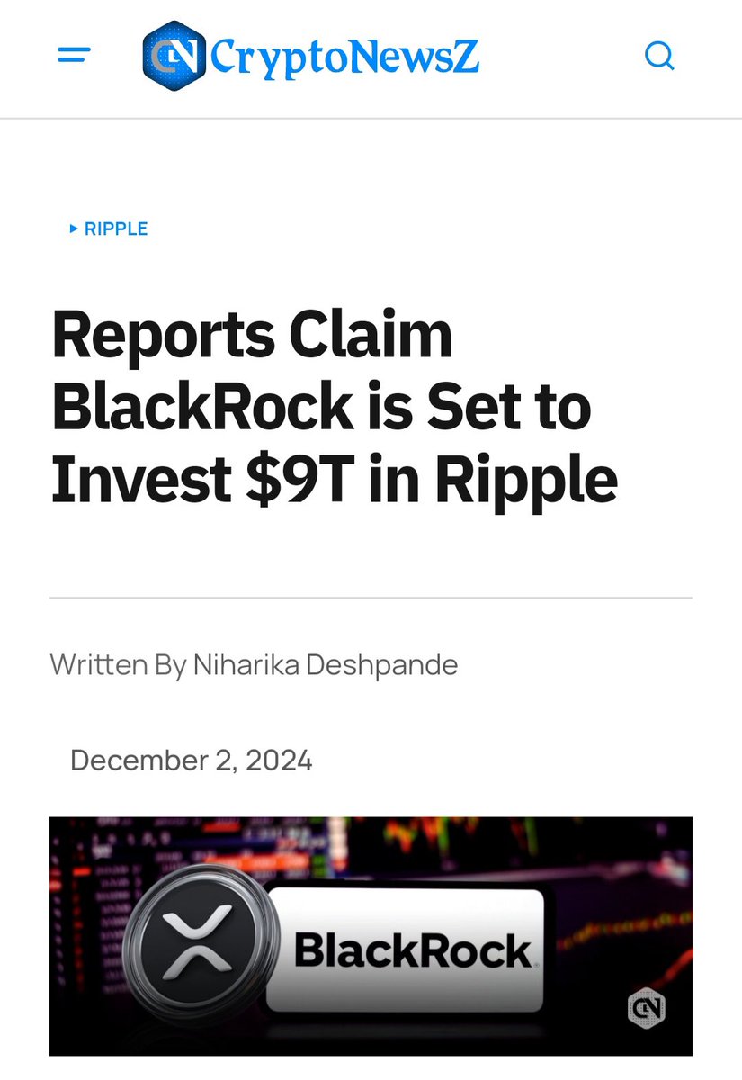 💥 JUST IN: BlackRock is set to pour over $9 trillion into #XRP.