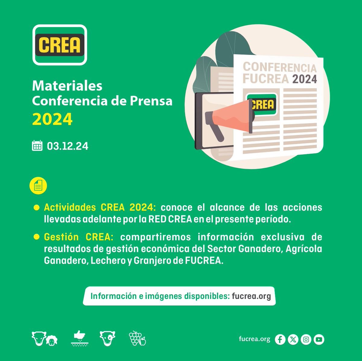 Hoy realizamos nuestra tradicional conferencia de prensa de fin de año, compartiendo un resumen de la intensa actividad realizada en el año y el resultado económico de la Gestión CREA Ganadera, Agrícola, Lechera y Granjera.

Mirá toda la info aquí:
fucrea.org/institucional/…