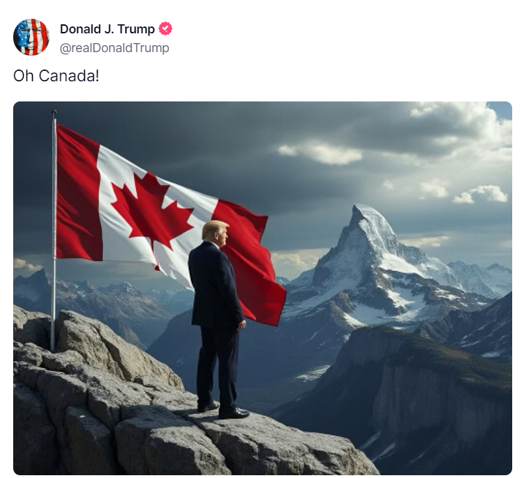 BehizyTweets's tweet photo. President Trump just posted this...

I think he's serious about making Canada our 51st State.😂 https://t.co/93qrLYfdEu