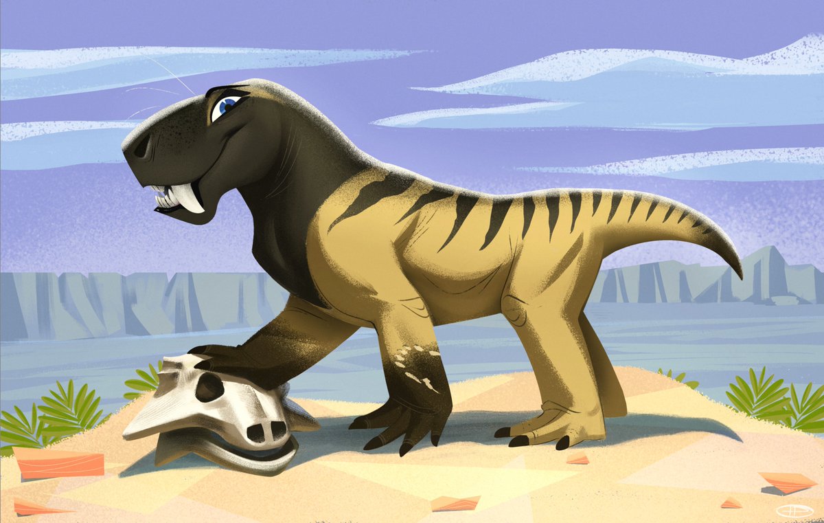 dinodanicus's tweet image. The #sketch vs final of my #Dinogorgon #character Abigail.
#prehistoric #characterdesign #paleoart #paleontology #permian #catoon #desert