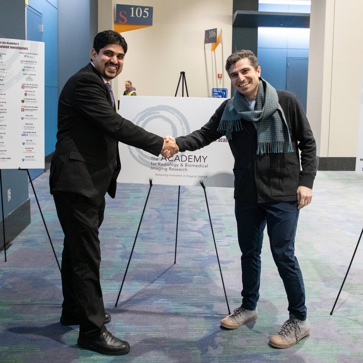 Four MIR faculty members were inducted into <a href="/AcadRad/">@Acadrad</a>’s Council of Distinguished Investigators at the RSNA Annual Meeting in recognition of their outstanding contributions to medical imaging. Kudos to Drs. Eggebrecht, Goyal, Jha and Thorek! #MIRatRSNA #MIRresearch