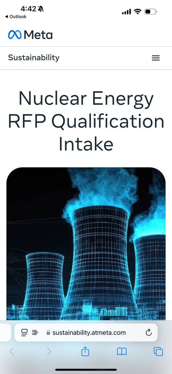 Request for proposals for 4 GW of nuclear energy announced today by <a href="/Meta/">Meta</a>.

Nuclear energy likely to be a big part of any load growth discussion for years to come.