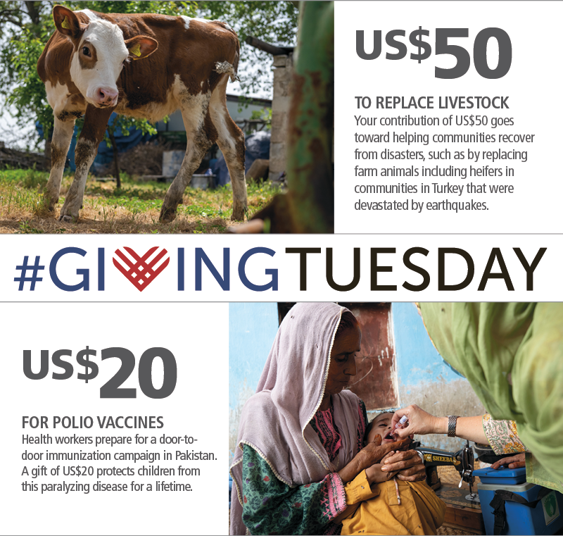 Rotary's tweet photo. Your generosity fuels change on #GivingTuesday. From clean water to equity to eradicating polio, your gift makes a difference. Just $20 can protect six children from polio for life 🎁💛 

Give today: https://t.co/H3977bJ8KD https://t.co/GYpbtyGEXx