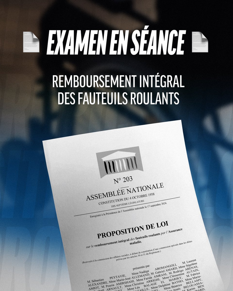 Avoir un fauteuil roulant adapté à ses besoins n’est pas un luxe, mais une question de dignité et d'autonomie.

🔴 Nous commençons l’examen de ma proposition de loi sur le remboursement intégral des fauteuils roulants. #DirectAN