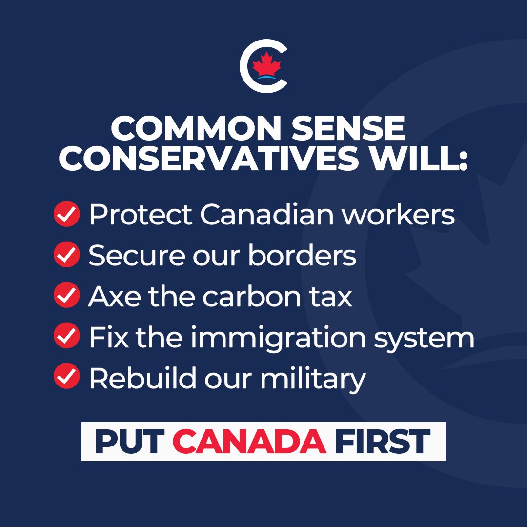 ConservativeBCC's tweet photo. After nine years of Trudeau, everything is broken.

Thankfully, the Common Sense Conservatives have a plan.

A Common Sense Conservative government led by Pierre Poilievre will always put Canadian workers and Canada's security first. https://t.co/uqnHz30uvi