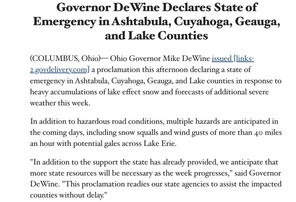 DeWine declares state of emergency for Northeast Ohio.