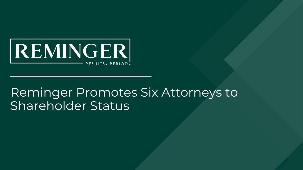Reminger's tweet image. Reminger Co., LPA is proud to announce that we have elected six new shareholders. Please join us in congratulating Michael Caligaris, Matthew Carona, Shana DeMooy, Steven Lowery, Frank Mazgaj Jr., and Michael D. Rice!
