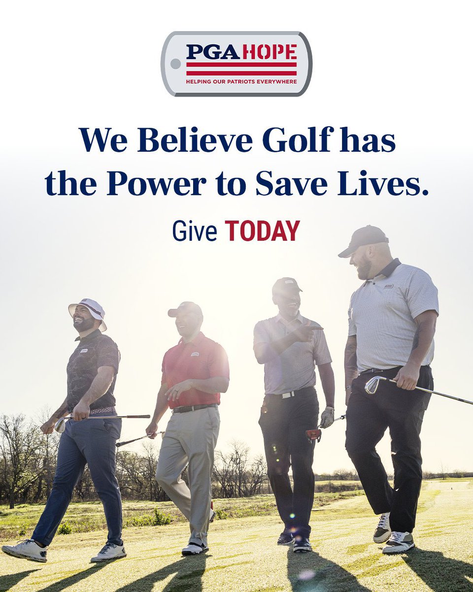 Today is Giving Tuesday!

🏌️‍♂️ Over 13,000 Veterans are on the waitlist. For just $330, you can provide one with access to this life-changing program.

💙 Donate today at pgahope.com and give the gift of HOPE.