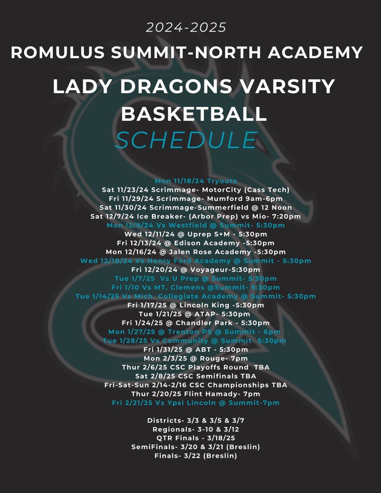 this year schedule for the season.