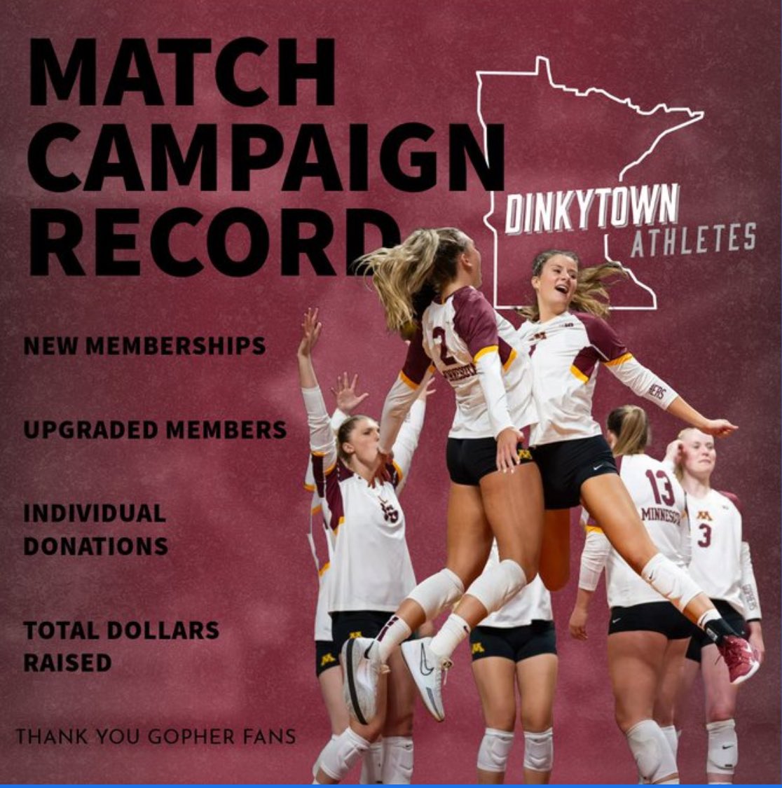 stella.swenson (@swenson_stella) on Twitter photo Gopher fans, thank you so much for all of your support in the <a href="/DTAthletes/">DinkytownAthletes</a> Million Dollar Match campaign.
We are so excited about the new campaign records that were set and it is all thanks to your love and support of the program. We cannot wait to finish the season off strong! Gopher fans, thank you so much for all of your support in the <a href="/DTAthletes/">DinkytownAthletes</a> Million Dollar Match campaign.
We are so excited about the new campaign records that were set and it is all thanks to your love and support of the program. We cannot wait to finish the season off strong!