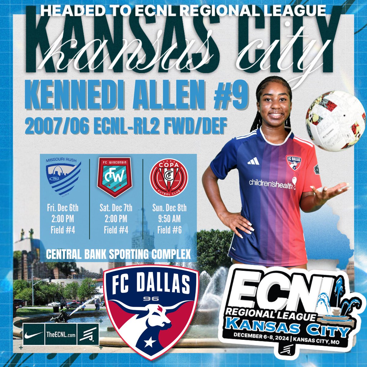Finished out with the DKSC Showcase this past weekend and had a lot of fun performing in front of some awesome coaches with my team!! <a href="/FCDallas/">FC Dallas</a>07ECRL2 @FCDallas

Up next🔜🔜 is Kansas

Here we come!!

Kansas schedule⬇️⬇️