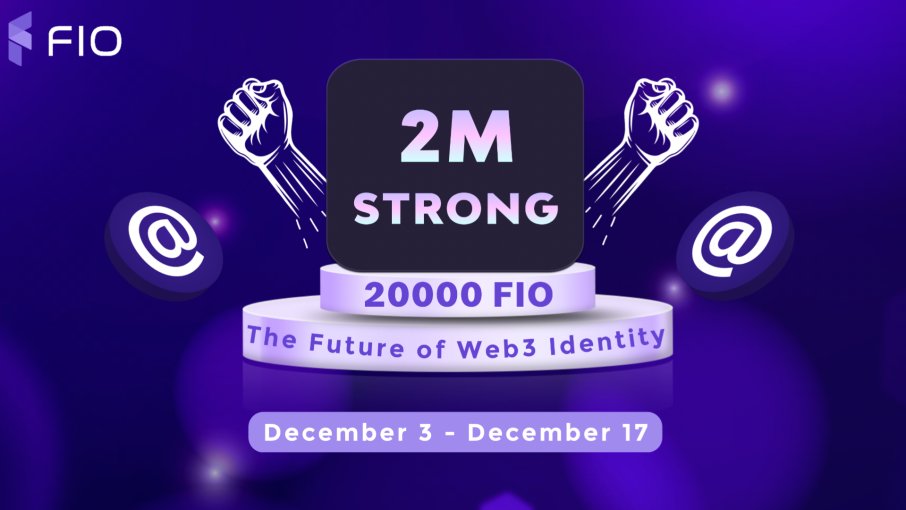 2 Million Strong: The Future of Web3 Identity 🚀 💫 🤩

FIO is setting a new standard for #Web3 Identity with over 2 million FIO Handle registrations. To celebrate, we are giving away 20,000 FIO tokens!🥳

HOW TO ENTER THE GIVEAWAY👇🏼

1) REGISTER a brand new FIO Handle on our
