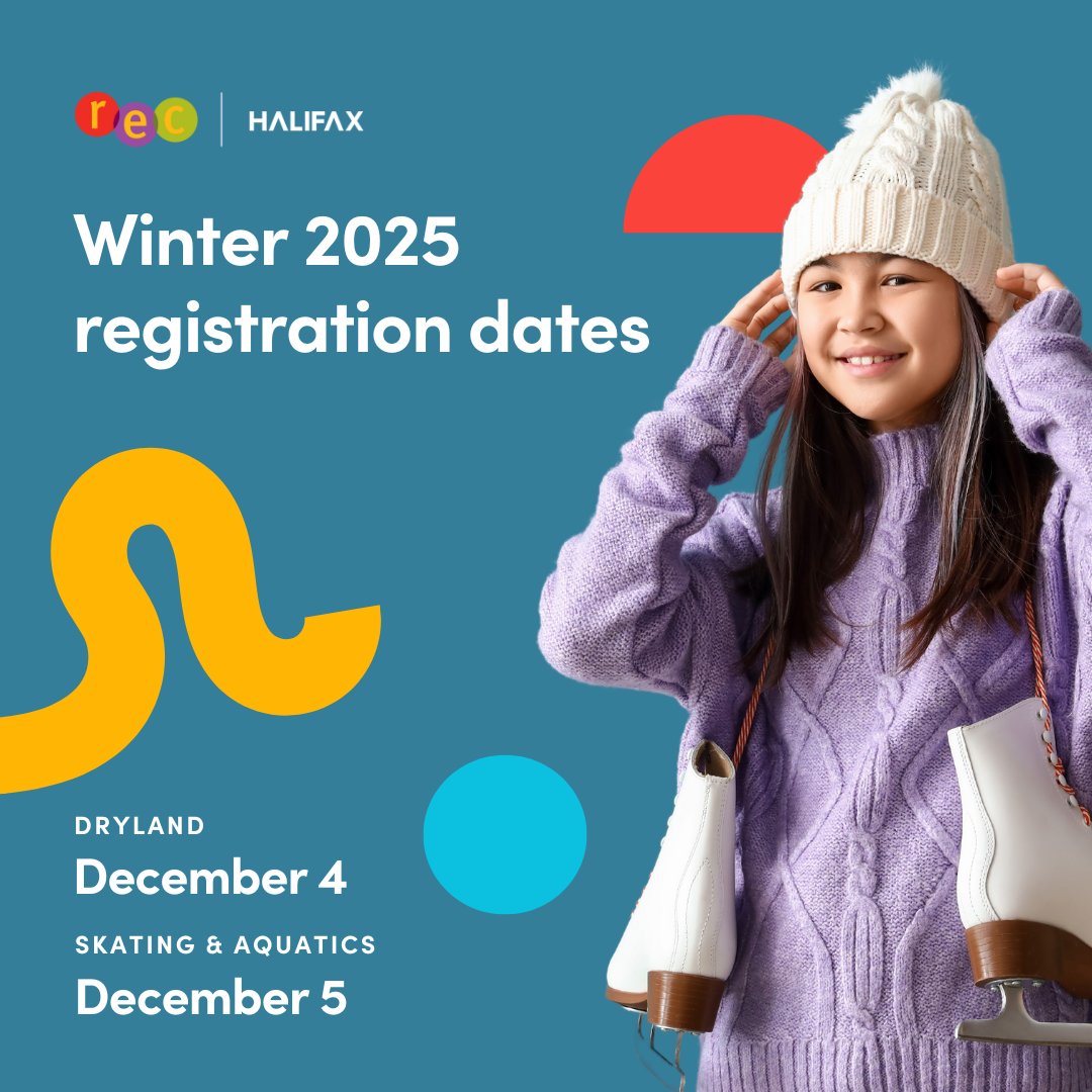 hfxgov's tweet photo. The Halifax Regional Municipality is advising residents that registration will be opening for winter recreation programs on Wednesday, Dec. 4 at 10 a.m.. Details: https://t.co/b8Tb6ONh5P https://t.co/RUjVHavVxU