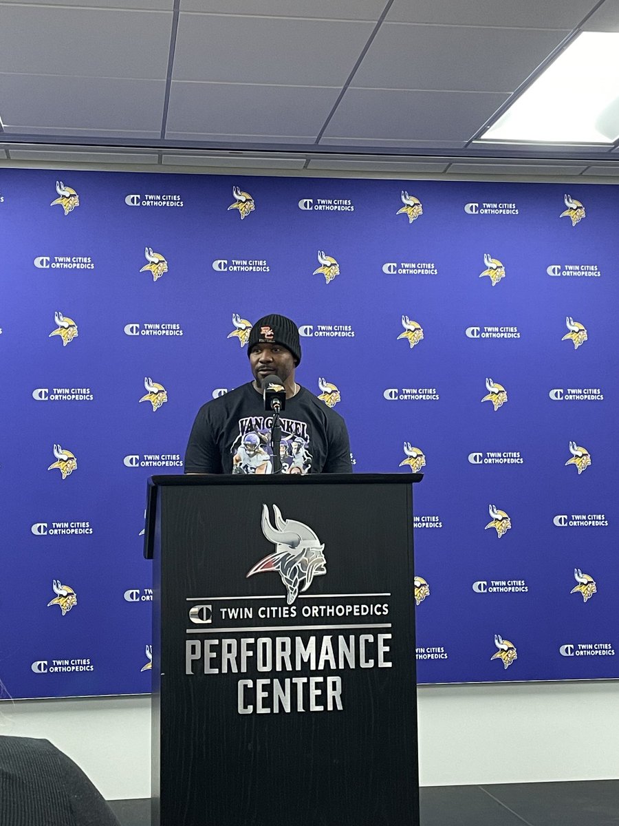 Brian Flores wearing a Van Ginkel shirt. He said it can be purchased in the team store and proceeds go to flood relief in Iowa