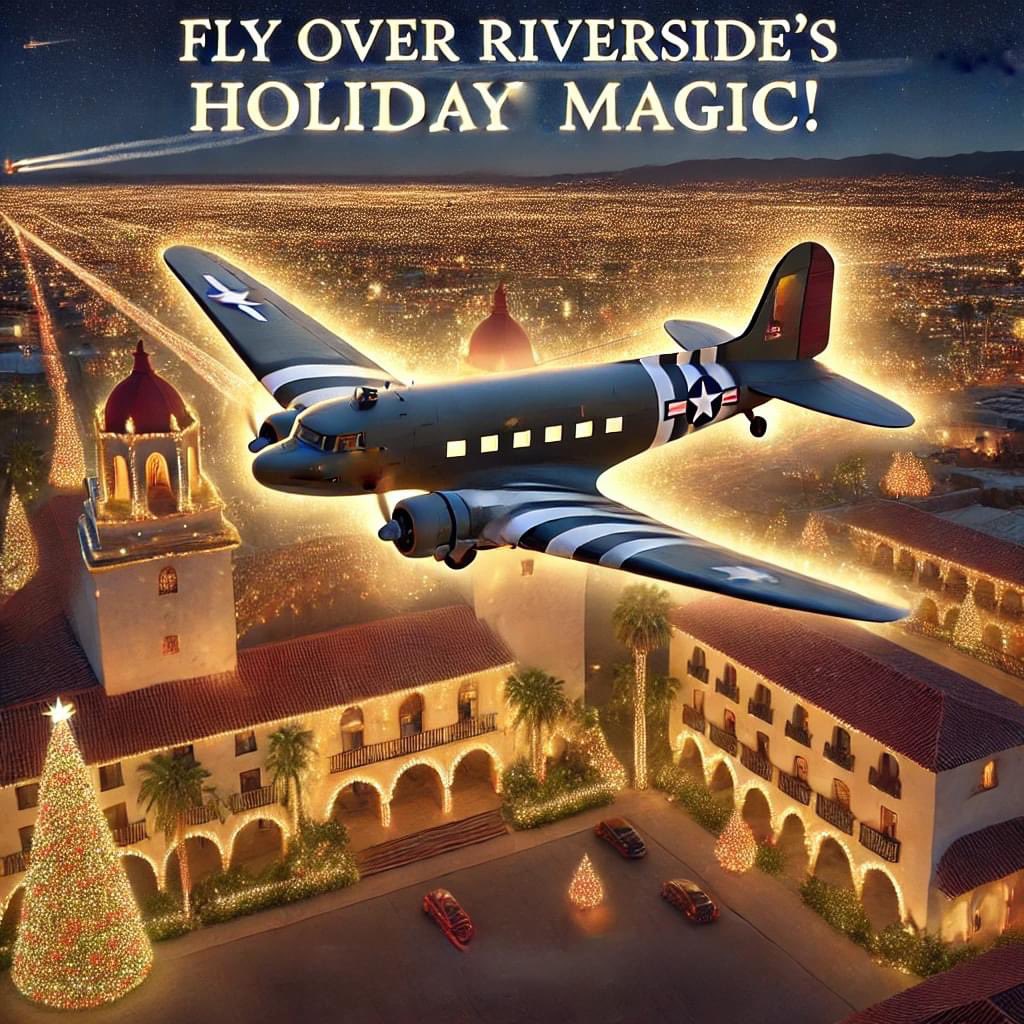 RiversideAirsh1's tweet image. Experience the Magic of Riverside's Holiday Lights! Seats filling fast! Don’t miss this one-of-a-kind holiday adventure!🎄✈️
Book Now: WingsOfValor.net - wingsofvalor.net 

#DDayDoll #ChristmasLightFlights #MissionInn #HistoricAviation #HolidayTradition #RiversideCA
