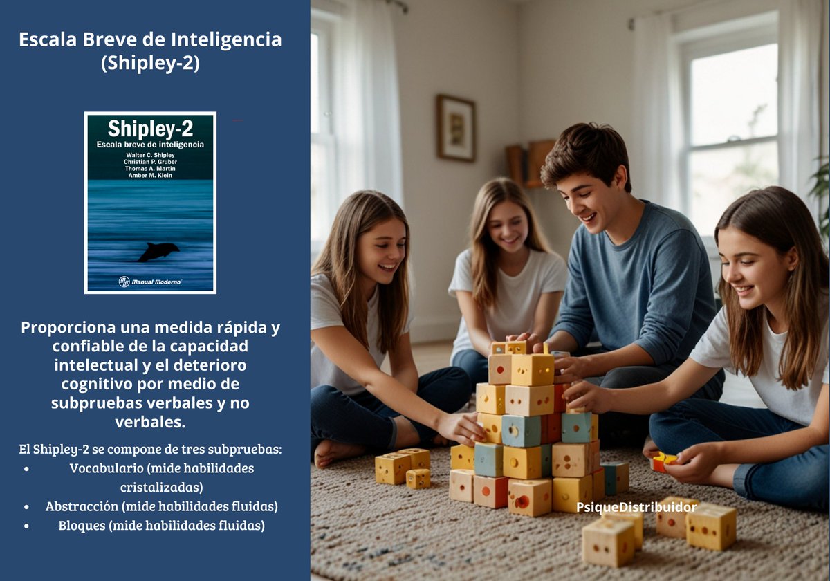 PsiquePruebas's tweet photo. Escala Breve de #Inteligencia (#Shipley-2)
Proporciona una medida rápida y confiable de la #capacidadintelectual y el #deteriorocognitivo por medio de subpruebas verbales y #noverbales.
#Mexico
Contáctanos:
Whatsapp: https://t.co/0wvh3ejypD
Face: https://t.co/G0d80qj8e0 https://t.co/yiveuvWOKb