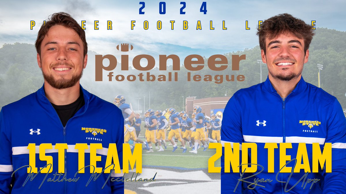 Morehead State Athletics (@msueagles) on Twitter photo .<a href="/MSUEaglesFB/">Morehead State Football</a>'s <a href="/Matthew_M_2004/">Matthew McClelland</a> and <a href="/RyanUpp/">Ryan Upp</a> headline 18 Eagles who earned All-PFL.
McClelland, the league's leading tackler with 109, was named First-Team and Upp is Second-Team.
tinyurl.com/4thnxrst #SoarHigher #SkoEags .<a href="/MSUEaglesFB/">Morehead State Football</a>'s <a href="/Matthew_M_2004/">Matthew McClelland</a> and <a href="/RyanUpp/">Ryan Upp</a> headline 18 Eagles who earned All-PFL.
McClelland, the league's leading tackler with 109, was named First-Team and Upp is Second-Team.
tinyurl.com/4thnxrst #SoarHigher #SkoEags