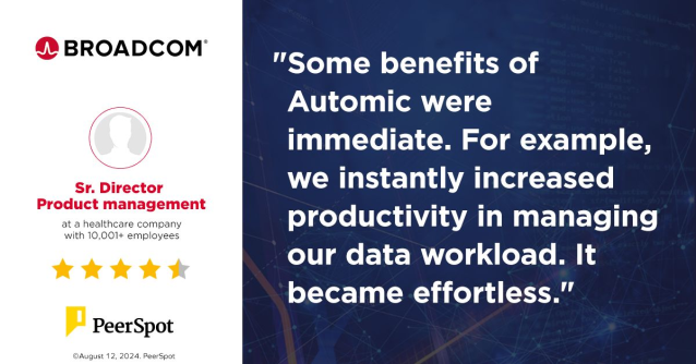 vExpert's tweet image. New month, new review! See how Automic increase productivity in managing workload data. Read more reviews here: lnkd.in/gN-h_Snq #WorkloadAutomation #EnterpriseAutomation #AutomicAutomation dy.si/TAcVF