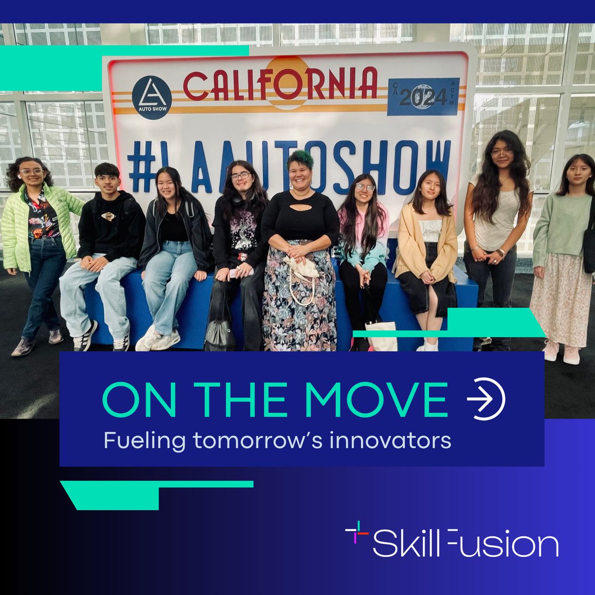 SkillFusion_LLC's tweet photo. #SkillFusion brought students to #LAAutoShow, opening their eyes to #EV industry possibilities. Exposure to innovation inspires #careers, showcases sustainable #tech, and provides hands-on learning. Turning exposure into opportunity for our youth brings us joy. Join our journey! https://t.co/eVuhCatWgx