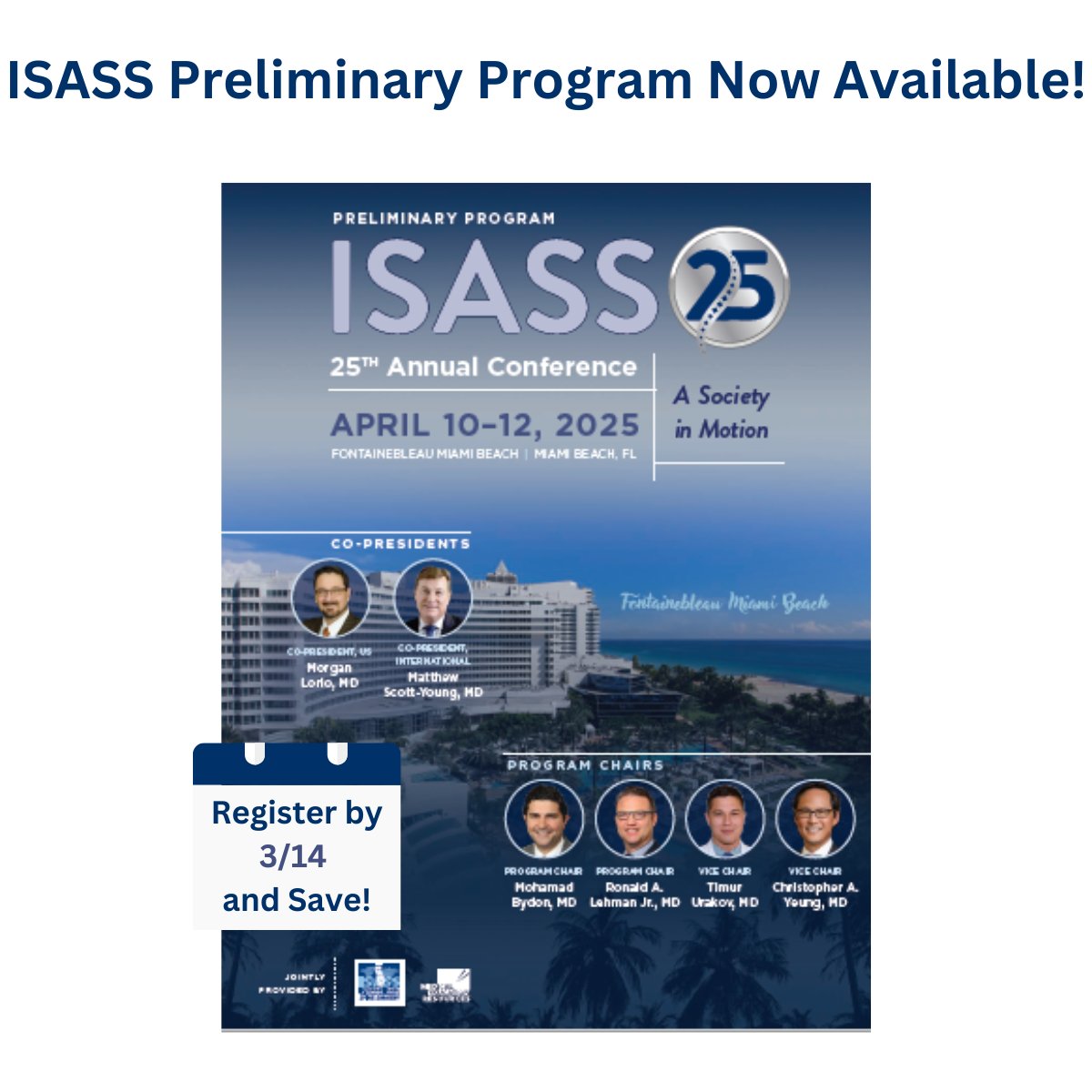 The Preliminary Program is now available!   

See the program at-a-glance, invited faculty, register, and much more! conta.cc/49kasdX 

Be sure to register by March 14th to receive the early bird discount!