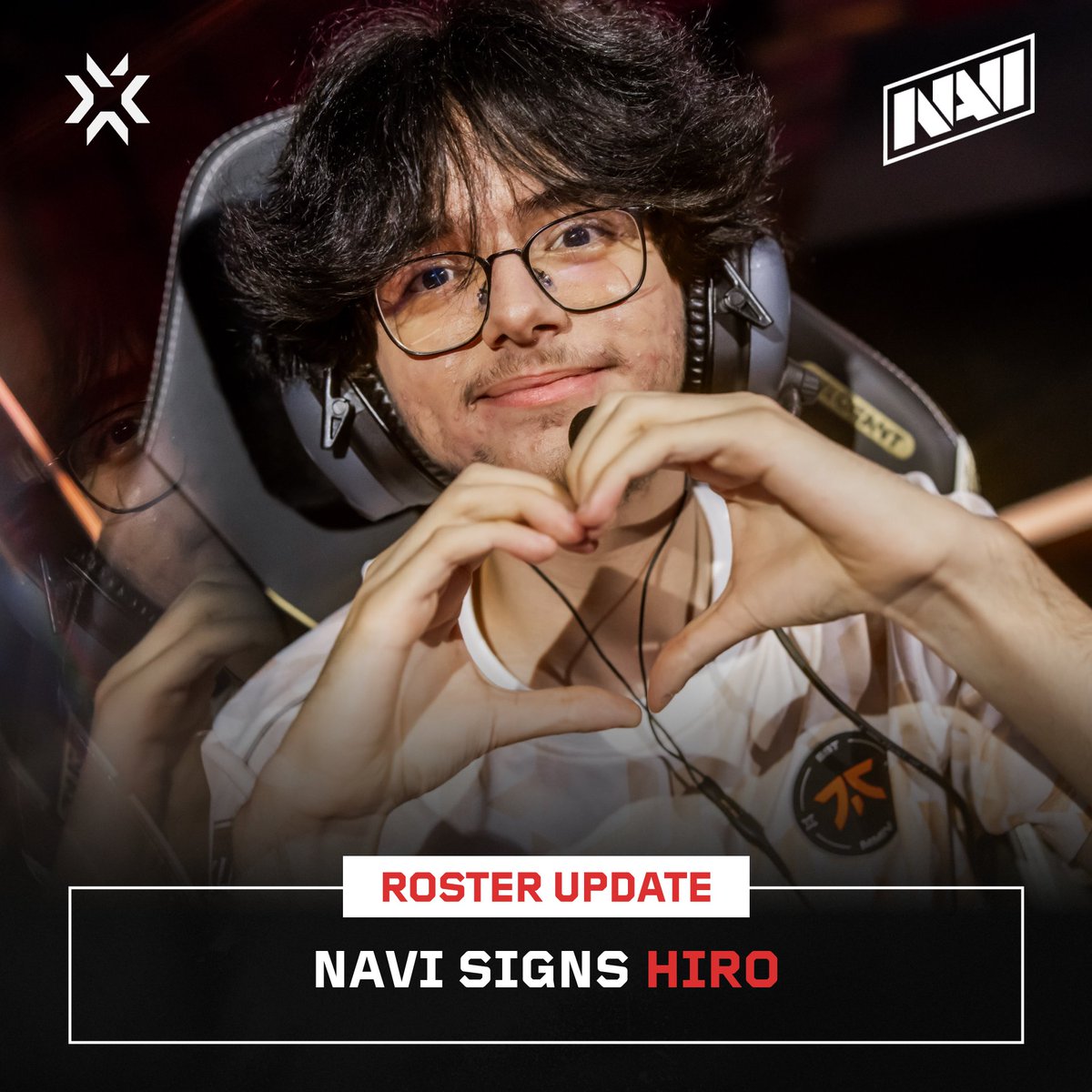 ValorantEsports's tweet photo. NAVI completes their #VCT roster by signing hiro, Ruxic, and koalanoob! https://t.co/gYucWe8RVq