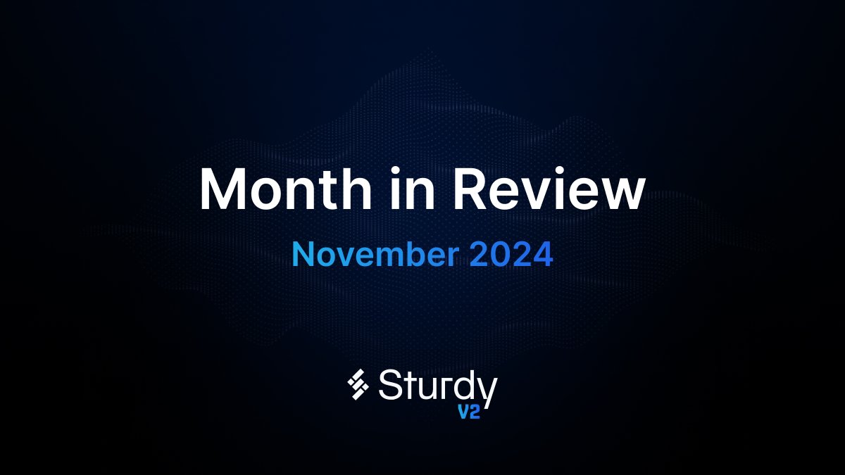 The year may be drawing to a close, but Sturdy's still getting warmed up!

November brought tons of exciting news for Sturdy

-SN10 2.0 release
-New integrations with top DeFi platforms eg <a href="/OndoFinance/">Ondo Finance</a> <a href="/pendle_fi/">Pendle</a> <a href="/yearnfi/">yearn</a>
-Over $110m in subnet allocations

sturdyfinance.medium.com/sturdy-novembe…