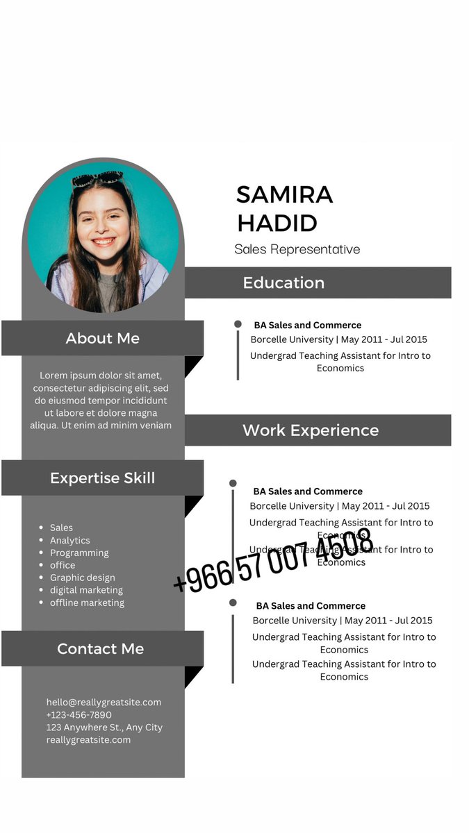 اهلا بزوارنا 
👈متوفر لدينا عمل سيرة ذاتية ب العربيه و انجليزي و مدمج 
👈انشاء السيرة الذاتية احترافية من خلالنا يؤهلك للقبول 
👈لتواصل معنا او الاستفسار تفضل من خلال الواتس اب الخاص بفريقنا Wa.me/966570074508
ونتمنى لكم المزيد من التوفيق والنجاح🤲🤲
#PABLO 
#مترو_الرياض