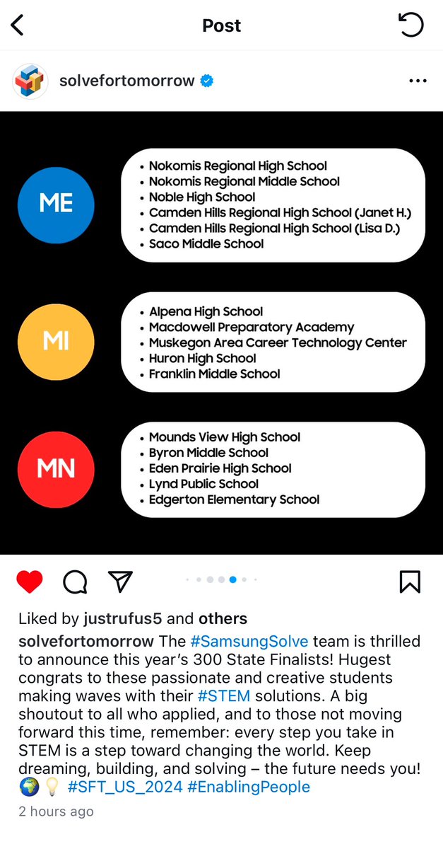 DonlinSTEM's tweet image. Proud to represent MN as a state finalist again this year in the #SamsungSolveForTomorrow Contest!