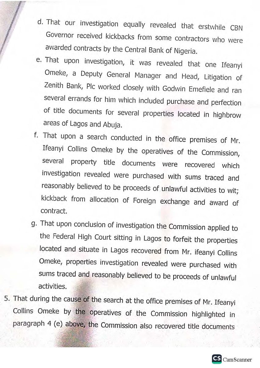sowore's tweet photo. This is the most reckless and irresponsible statement I've read from a government agency in a long while. The assertions here are also patently irresponsible. 

I have obtained court proceedings and an affidavit sworn to by an @officialEFCC investigator who named the names of those behind this real estate fraud. I maintain that referring to the person @GodwinIEmefiele smacks of an attempt to cover up his misdeeds and those of his collaborators; the truth is that the court proceedings tell otherwise.
  I will attach some court documents here so the public can see the @officialEFCC 's disservice in this matter.
